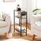 Narrow Bedside Table Charging Station 3 Tier Slim Side Table Greige